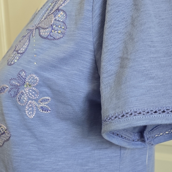 Women's ALFRED DUNNER IRIS Butterfly Embellished Tee Sz PS NWT - Picture 5 of 9